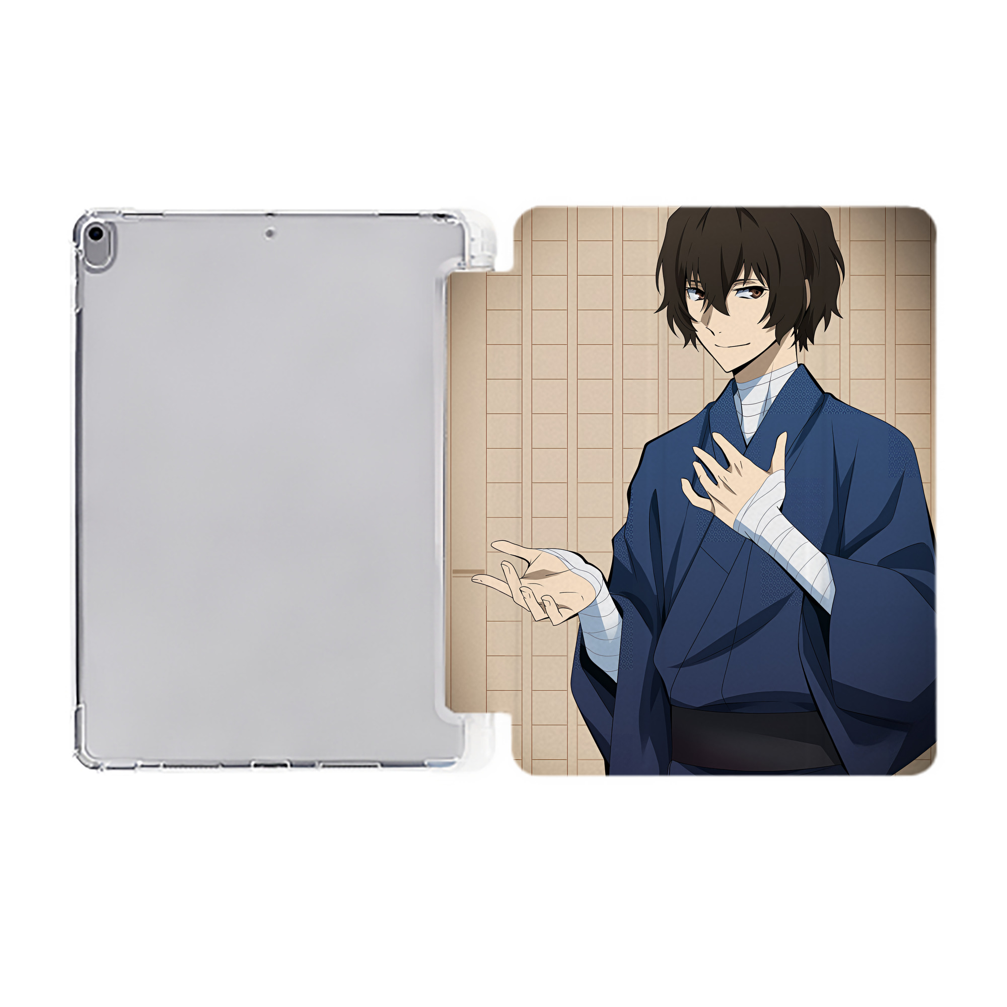 （画像用） 文豪ストレイドッグス Bungo Stray Dogs IPad ケース ペン収納付き 三つ折りスタンド PUレザー×シリコン 対応機種9.5/10.5/10.9インチ